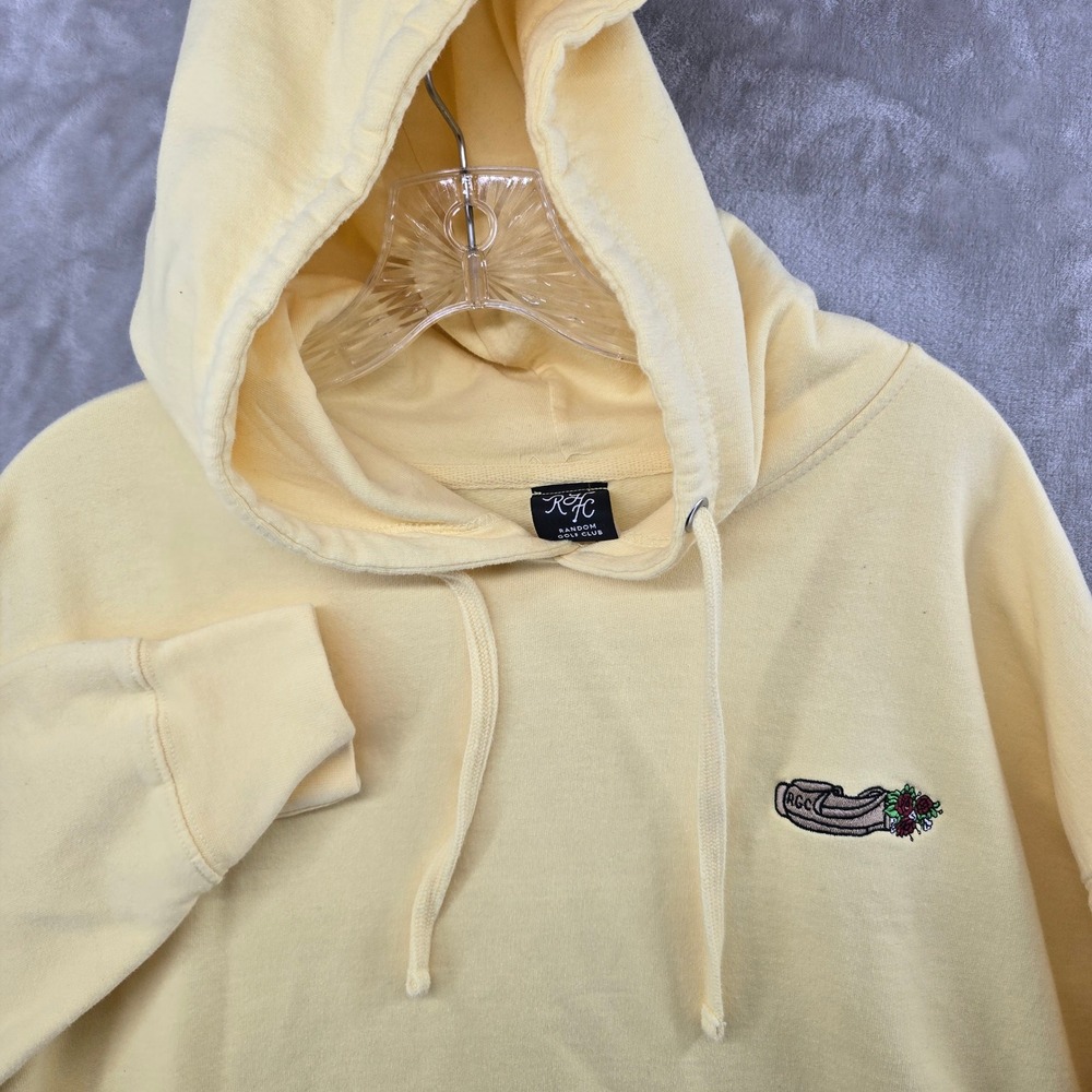 Random Golf Club Hoodie Mens XL Yellow Embroidered Rose Golf Bag Pullover
